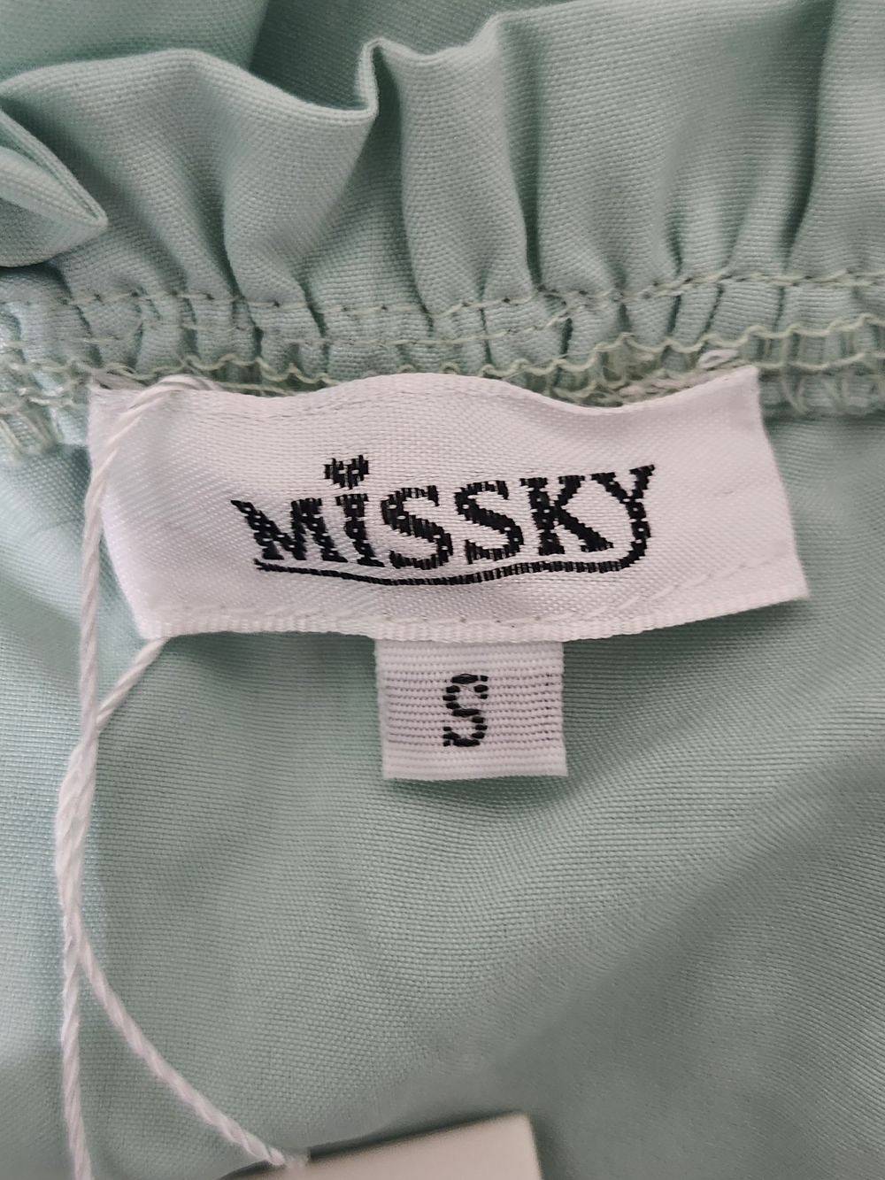 Missky Mint Green Smocked Midi Dress | Square Neck | Long Sleeve | Size S. NWT. - Picture 6 of 9